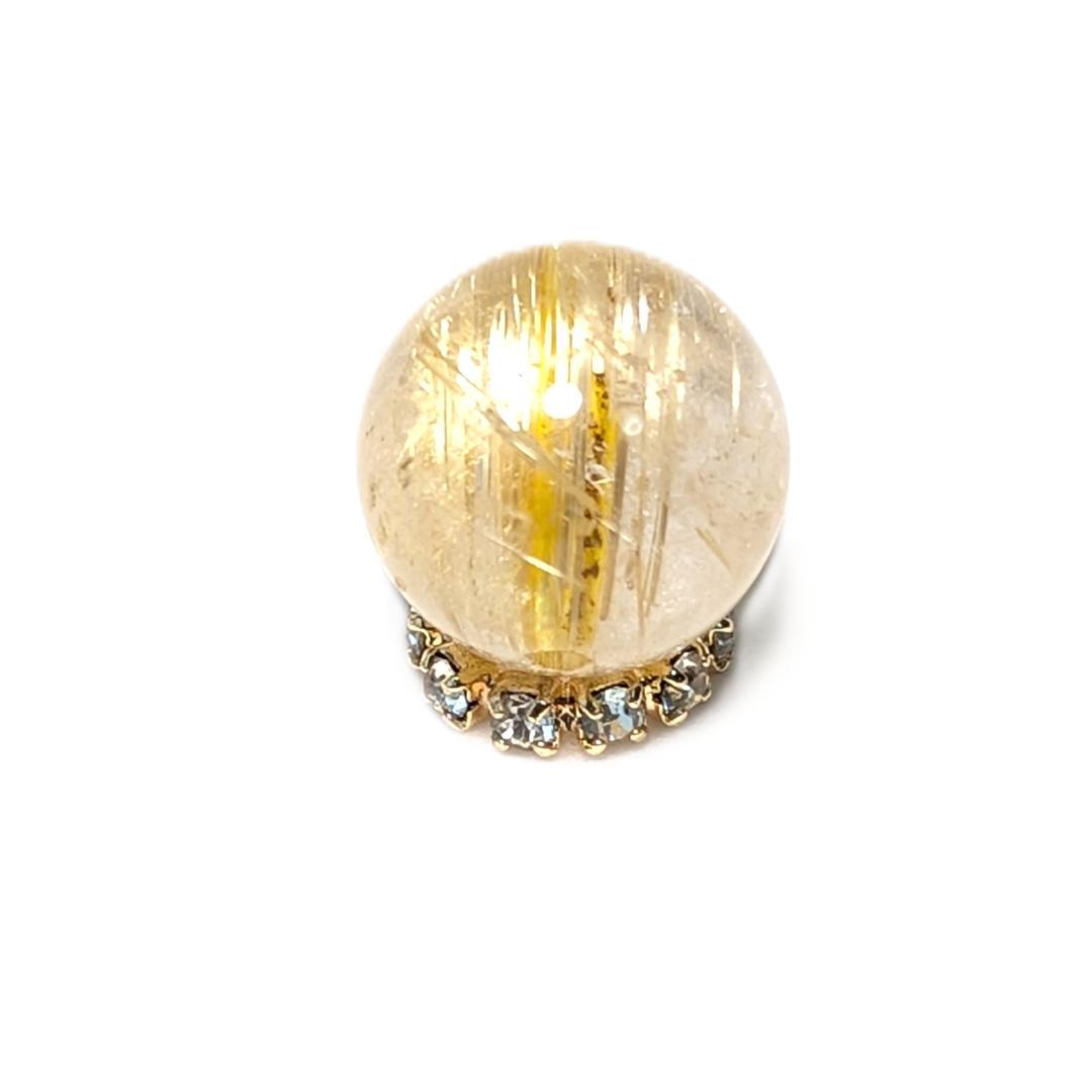 一点物 キャッツアイ効果 タイチンルチル 10ミリ 粒売り 貫通穴あり ギフト