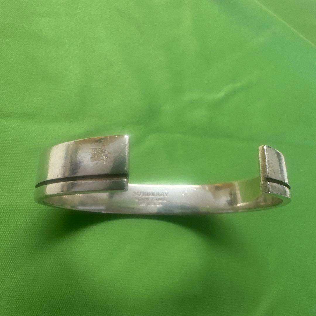 Burberry シルバー925バングル 2本ライン デザイン（中古品）
