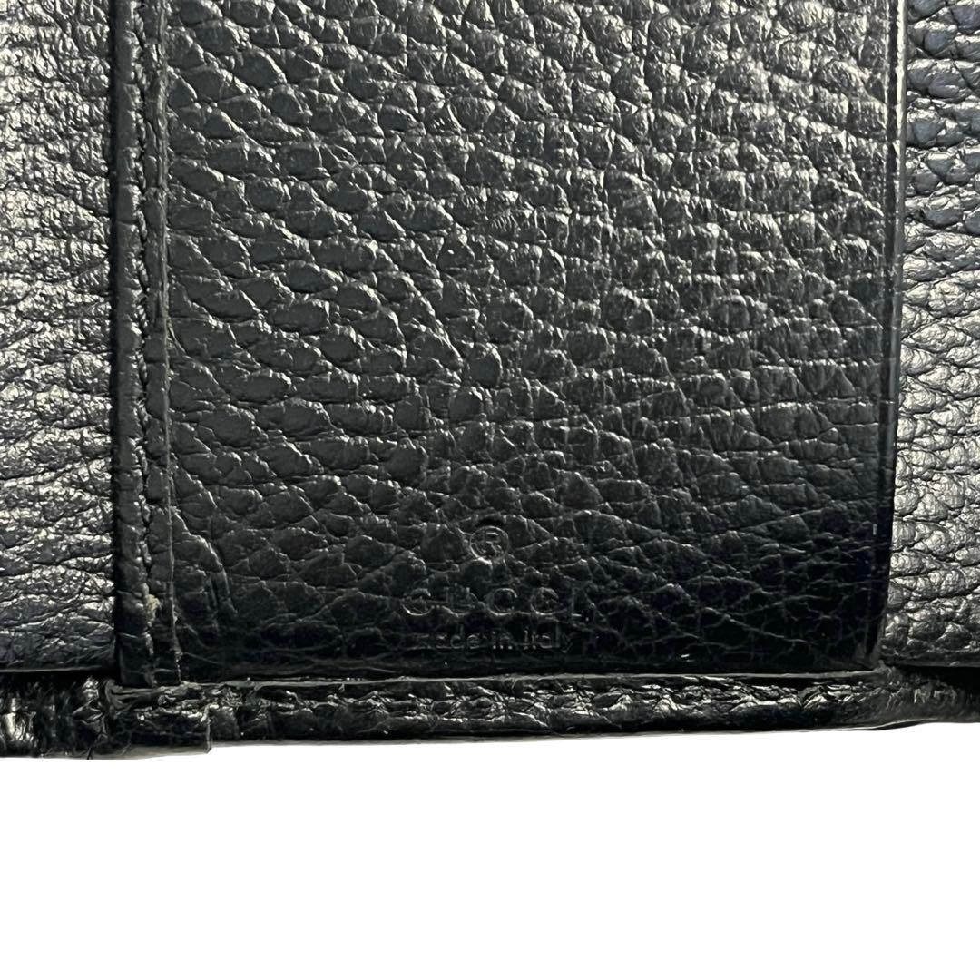 希少✨グッチ 三つ折り財布 GGマーモント モノクローム レザー ブラック