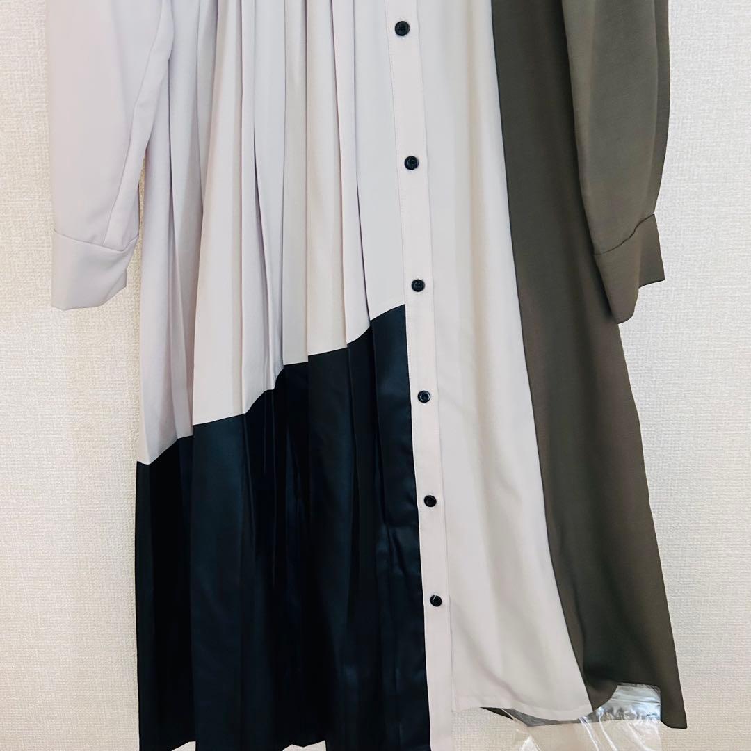 【未使用・完売】UNITED TOKYO ブロッキングラインプリーツワンピース