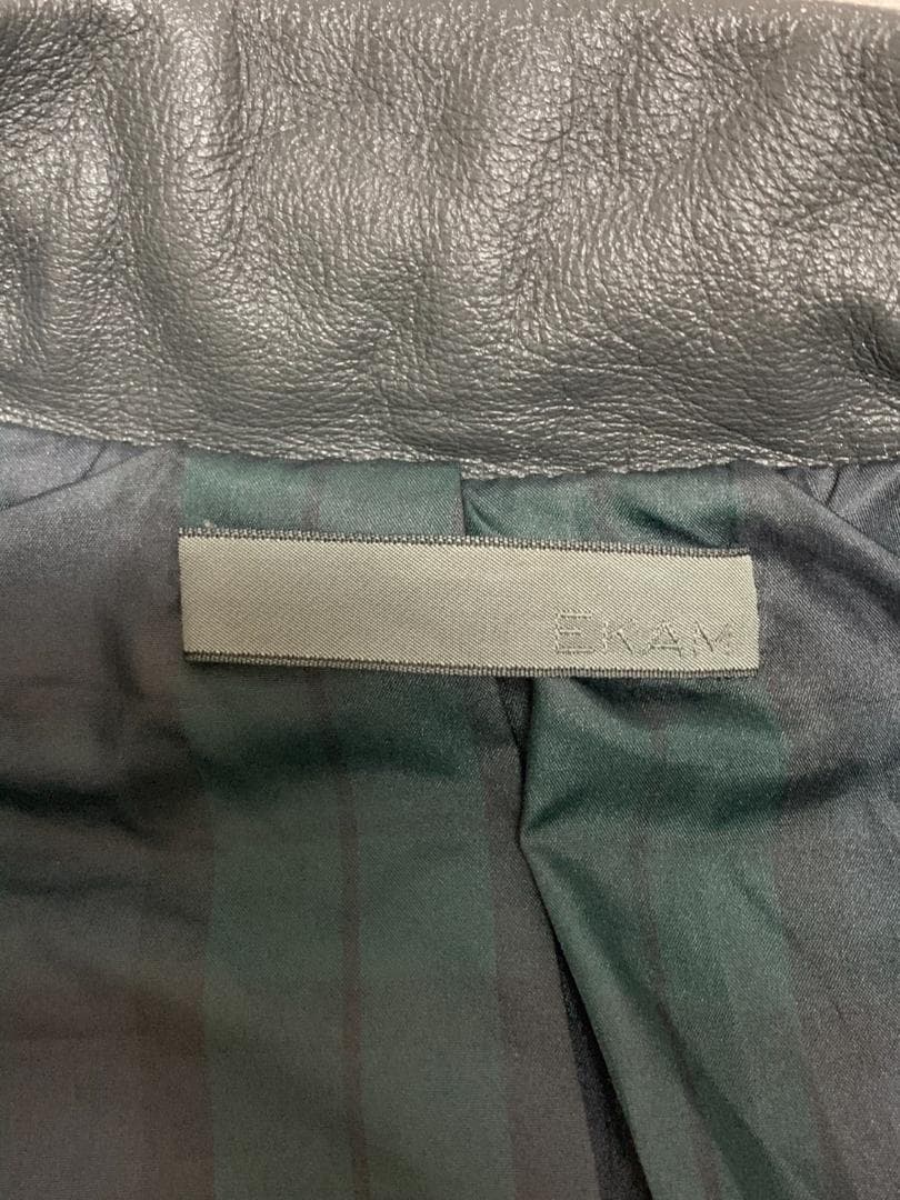 [00s EKAM] 別注 ライダース レザージャケット S 羊革 グレー