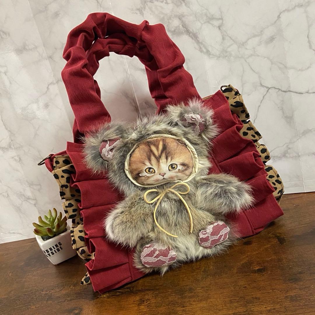 さ*ー様 コヤンイサムチョン【フリルバッグ】 デニムリメイク 猫バッグ ラビット