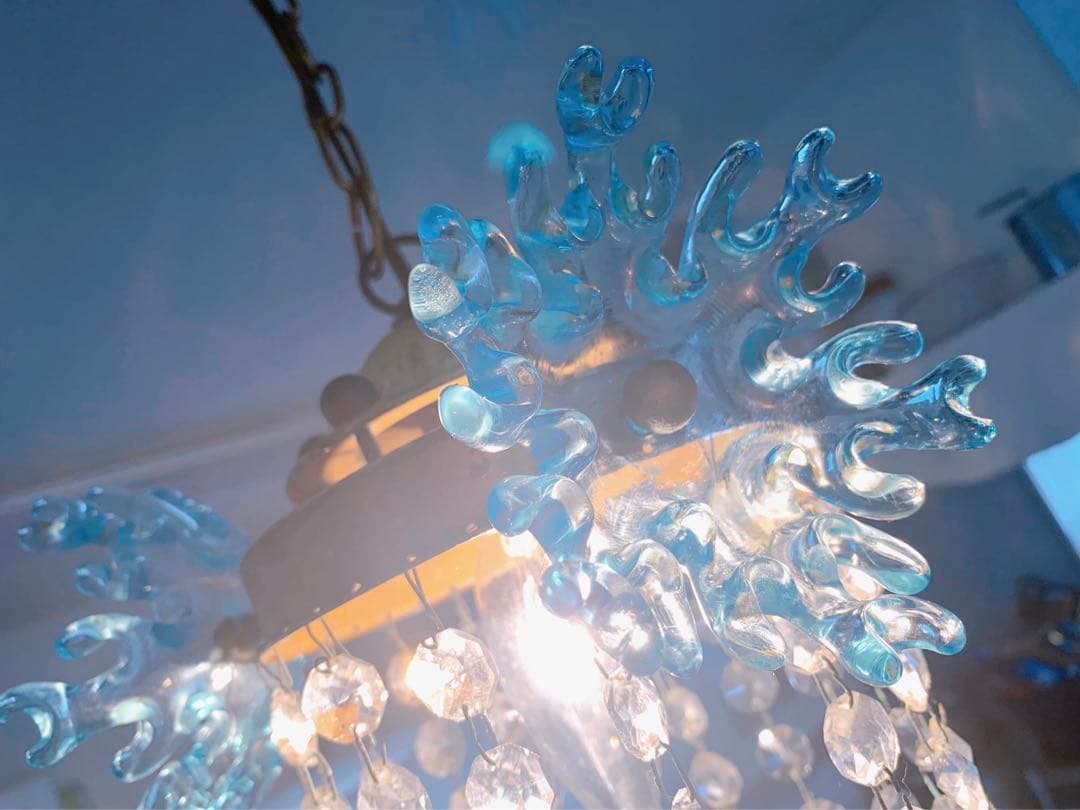 フランスアンティーク　ガラスシェード　ペンダントライト