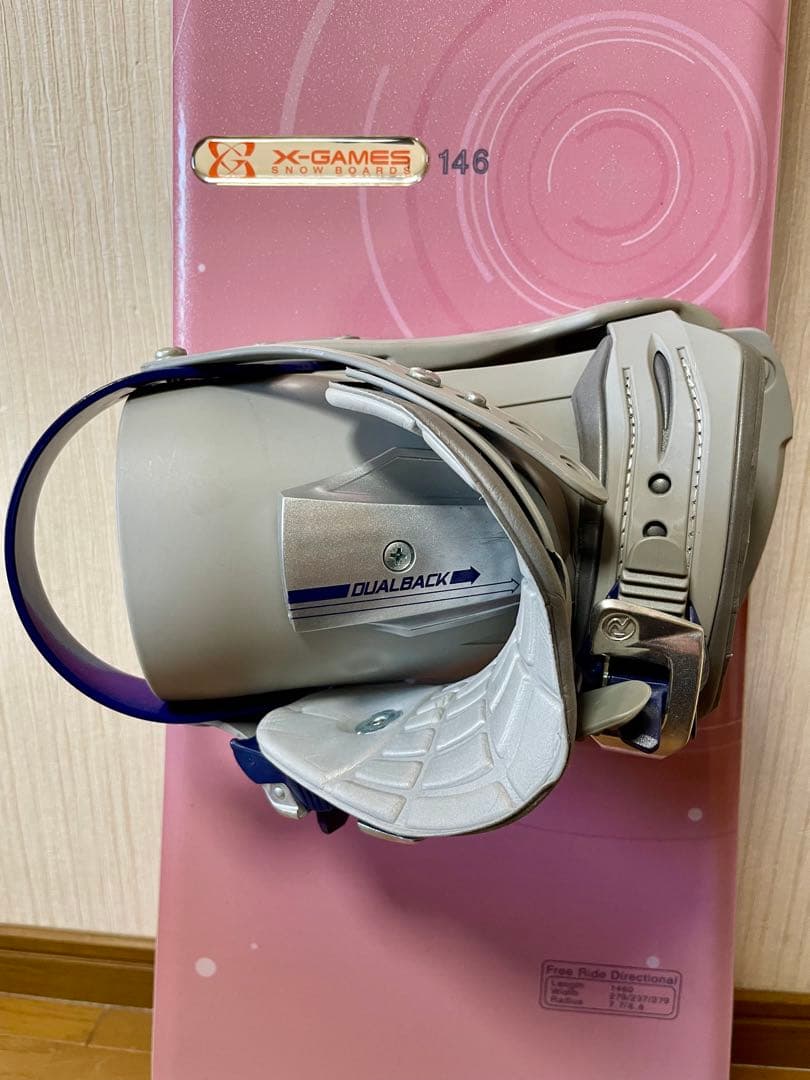 X-GAMES スノーボード板 146cm ビンディング付き エッジにサビあり