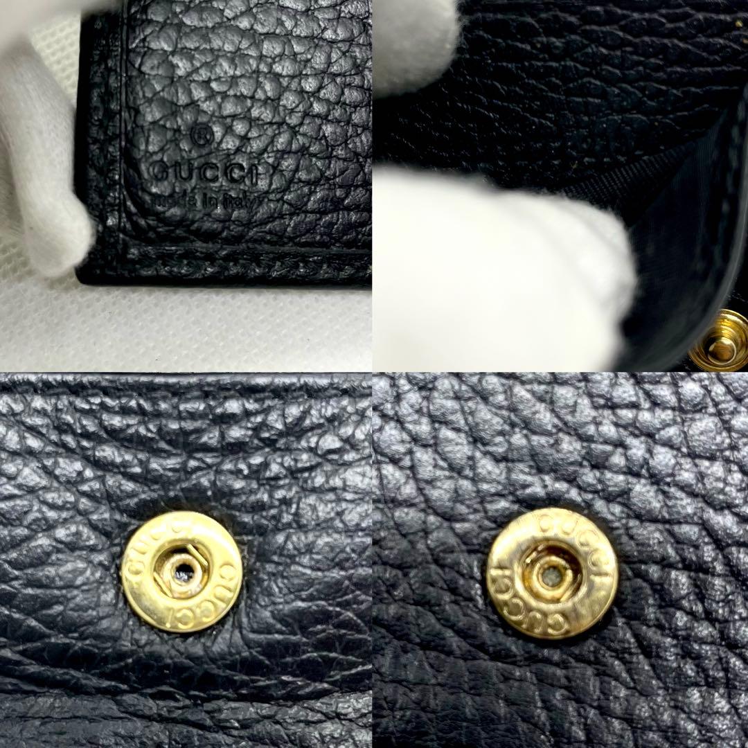 美品✨グッチ 三つ折り財布 マーモント GG ブラック レザー ゴールド ロゴ