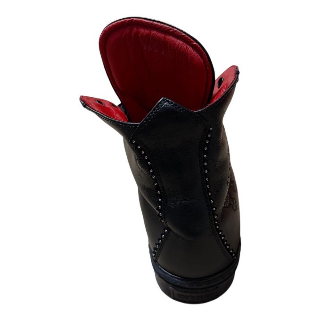 roberto cavalli ハイカットスニーカー レザー 黒赤 42 メンズ