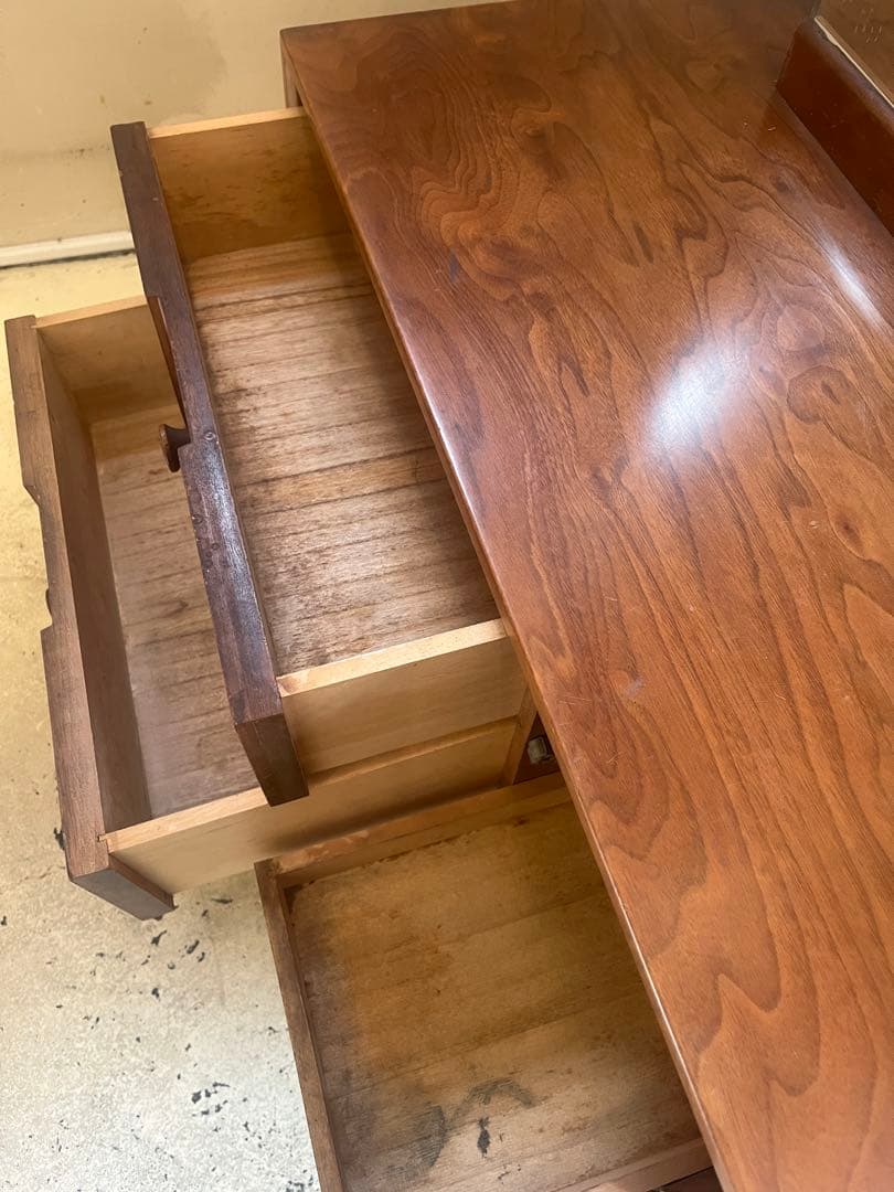 古い木製ドレッサー・ミラー 4引き出し付きアンティークヴィンテージ北欧店舗什器