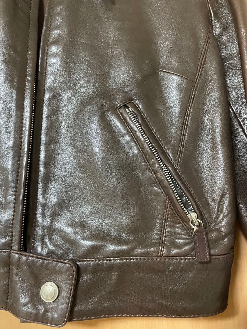 GUCCI ブラウンレザーライダースジャケット