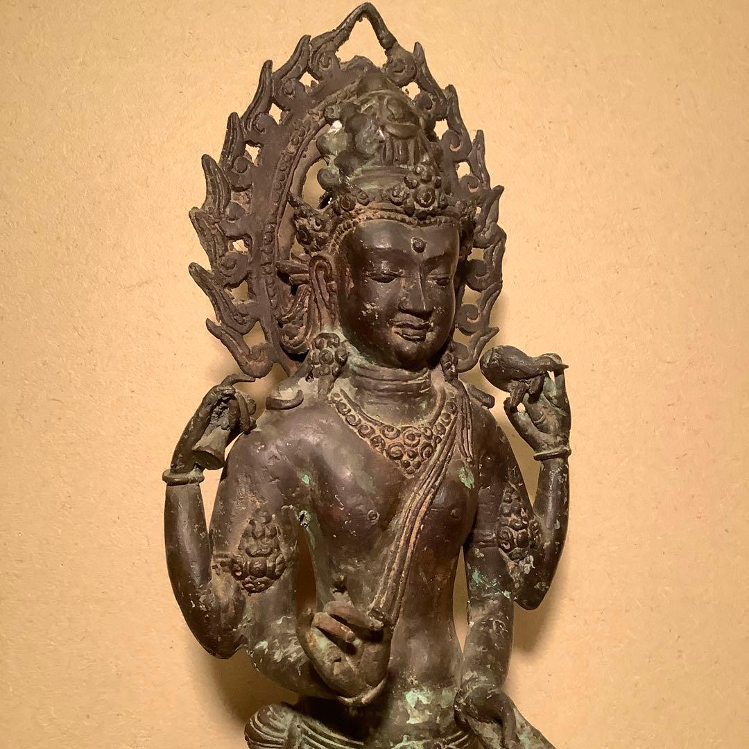 ガンダーラ仏「一面四臂菩薩」クシャーナ朝・マトゥラー美術・エローラ寺院・古銅特大