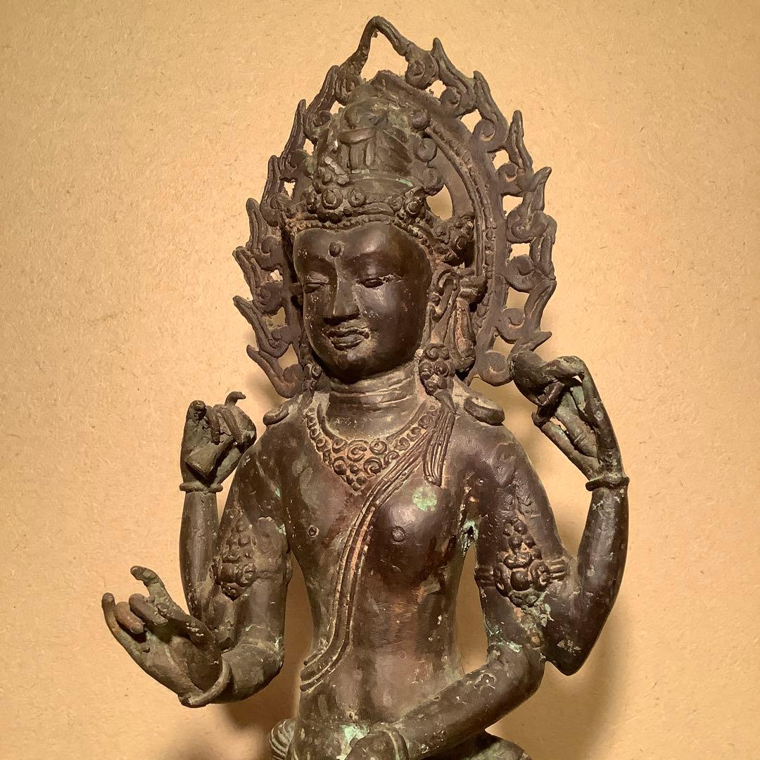 ガンダーラ仏「一面四臂菩薩」クシャーナ朝・マトゥラー美術・エローラ寺院・古銅特大
