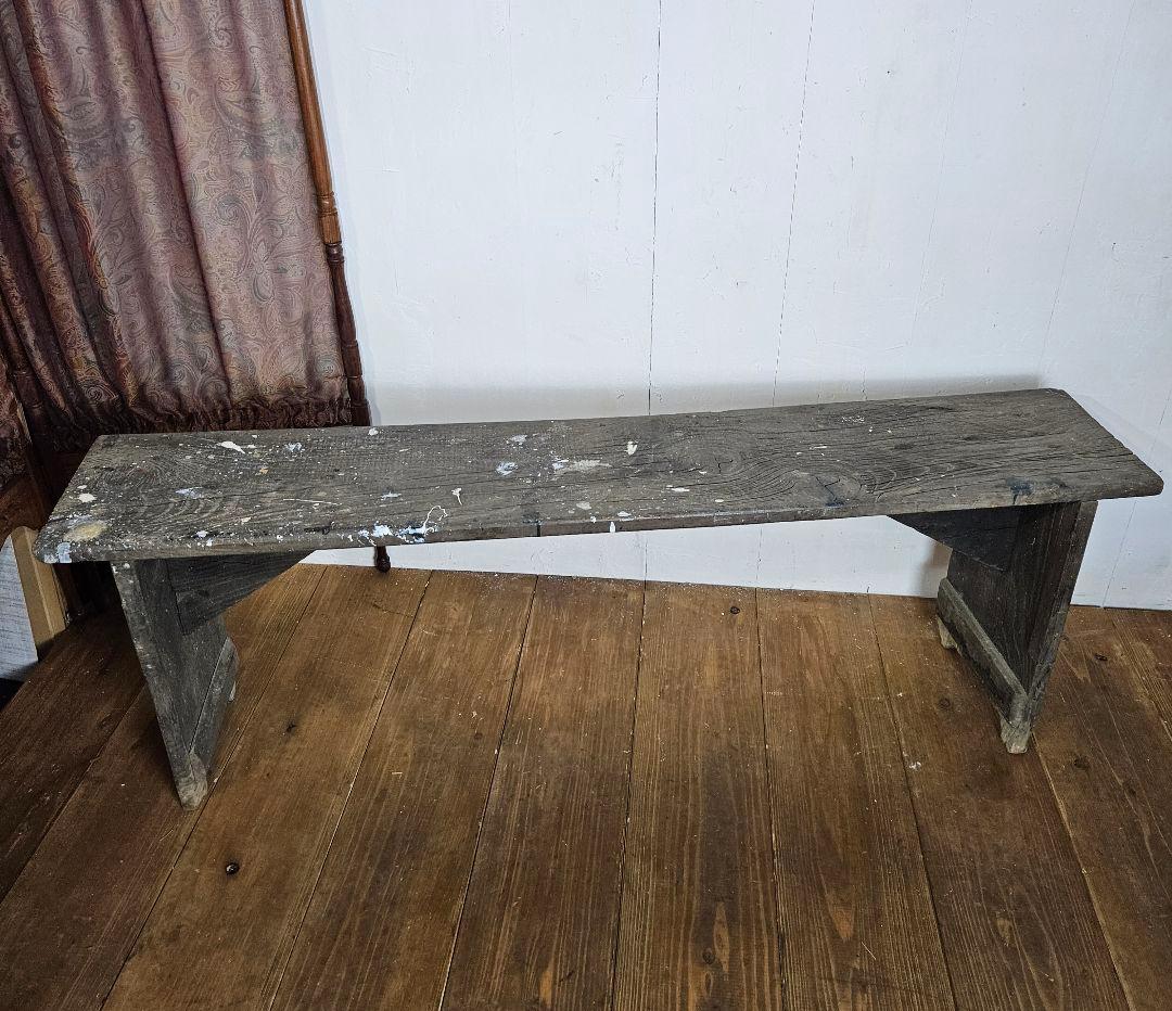 フランスアンティーク 古い木のベンチ プリミティブ チェア 長椅子 飾り台 花台