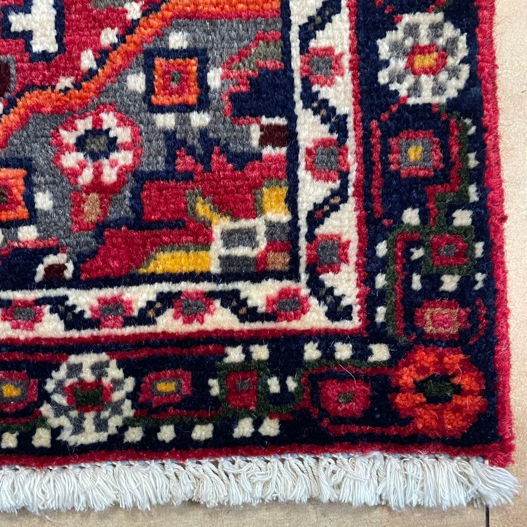 トライバルラグ ハマダン産 本物 ペルシャ絨毯 手織りサイズ 63\84cm