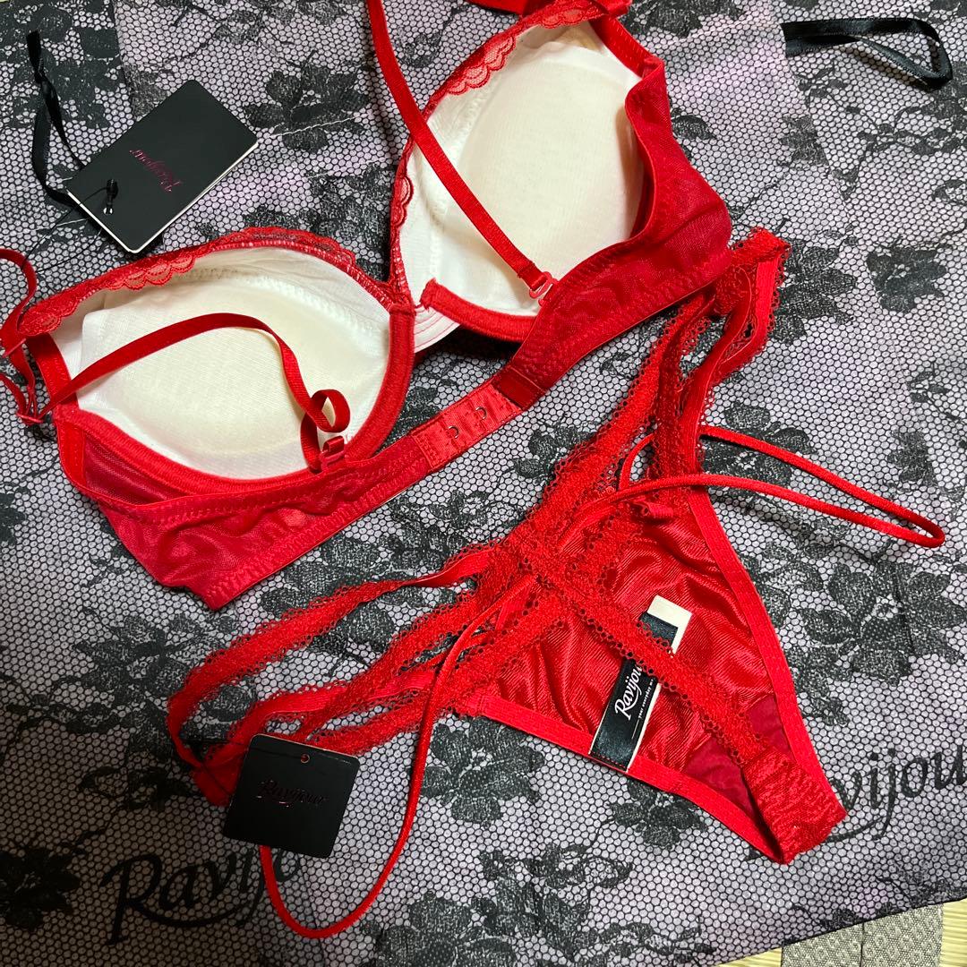 ☆Ravijour☆廃盤ラメ入☆RED☆D65-70 3連Tバック☆セット