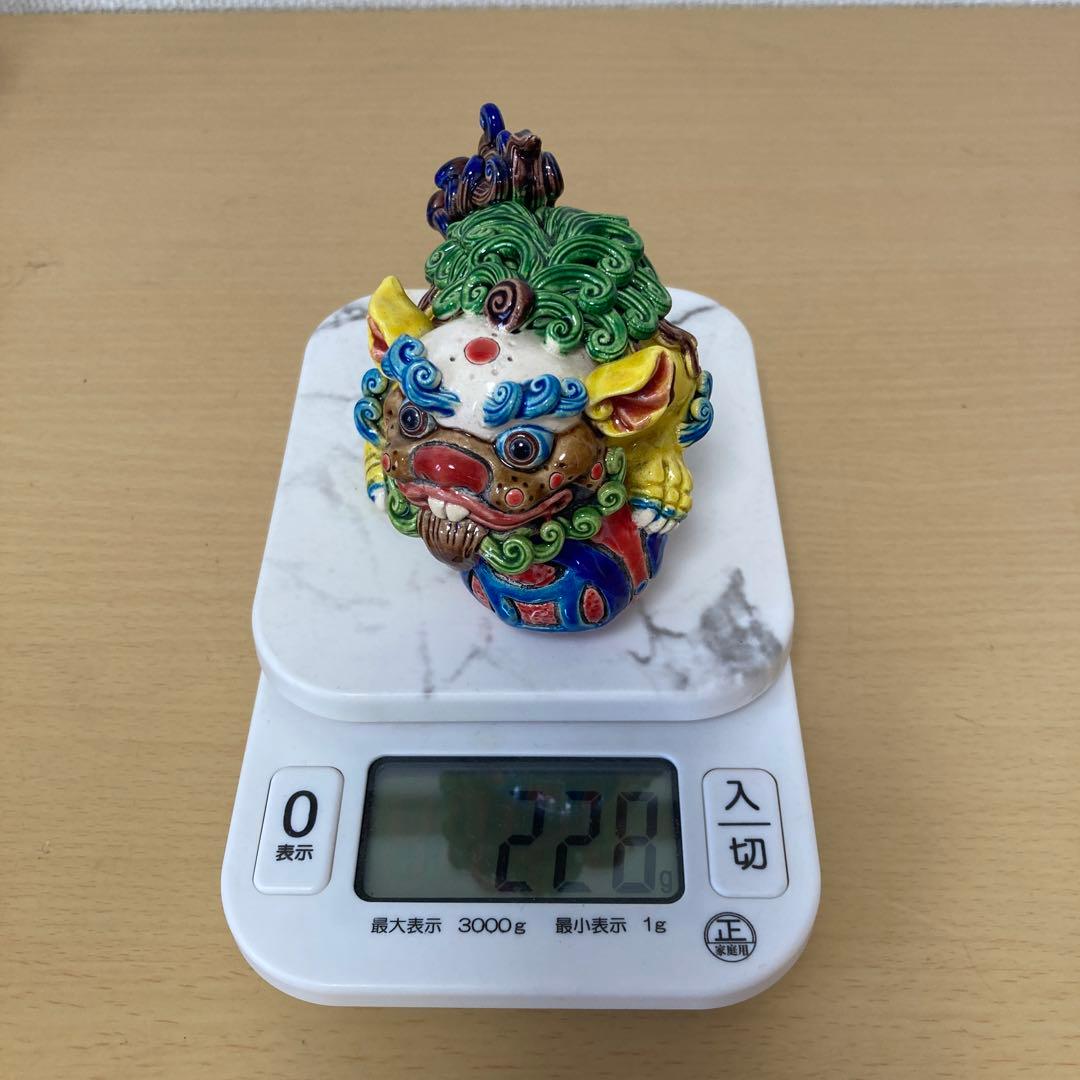 多色 獅子像 陶器 置物　インテリア　中古品