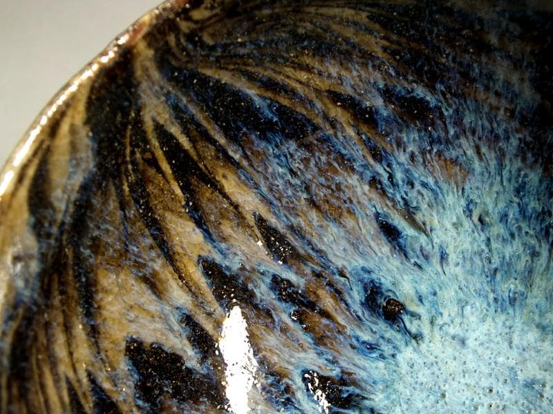 ☆ 上田恒次 作 練上鶉文 茶碗 共箱 上手です!! B3