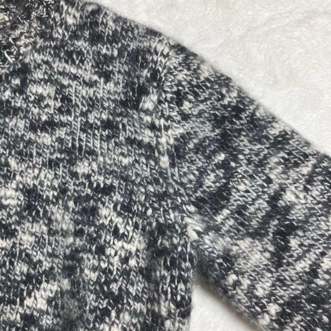 【クリーニング済み】Drawer✨ウールカシミヤ　ミックスニット　黒/アイボリー