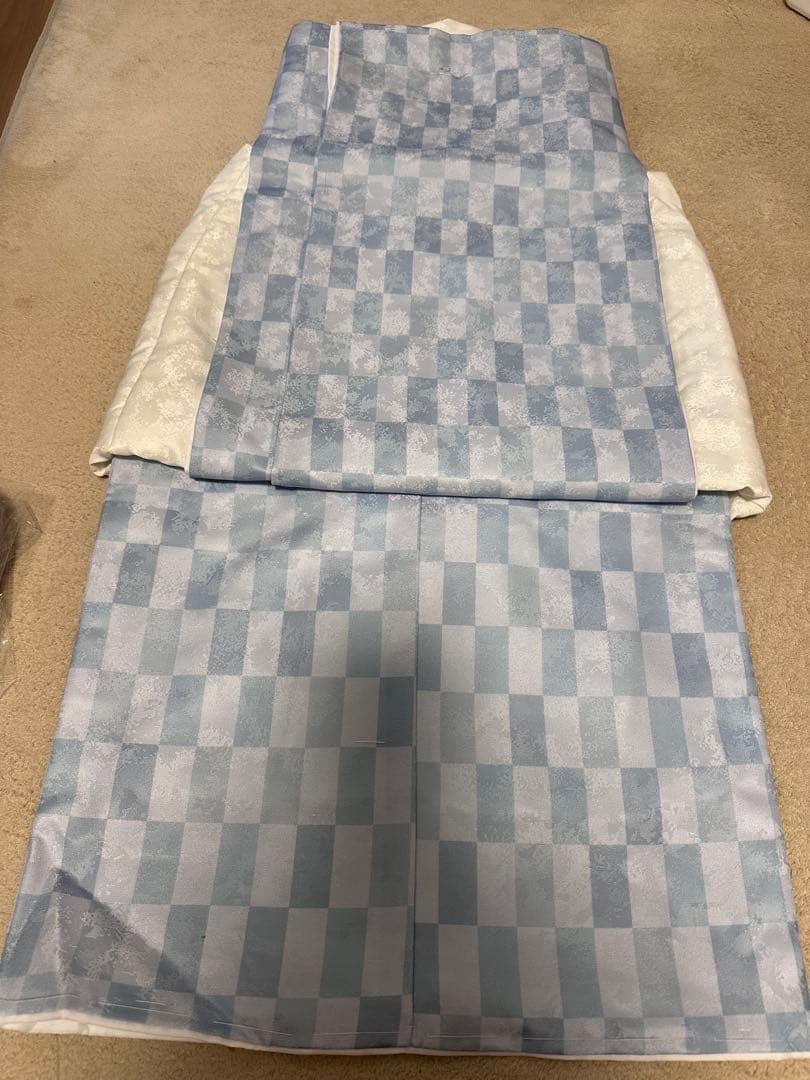 着物スタイル ベビー服 セット　くすみ　七五三 男の子　水色　被布　753