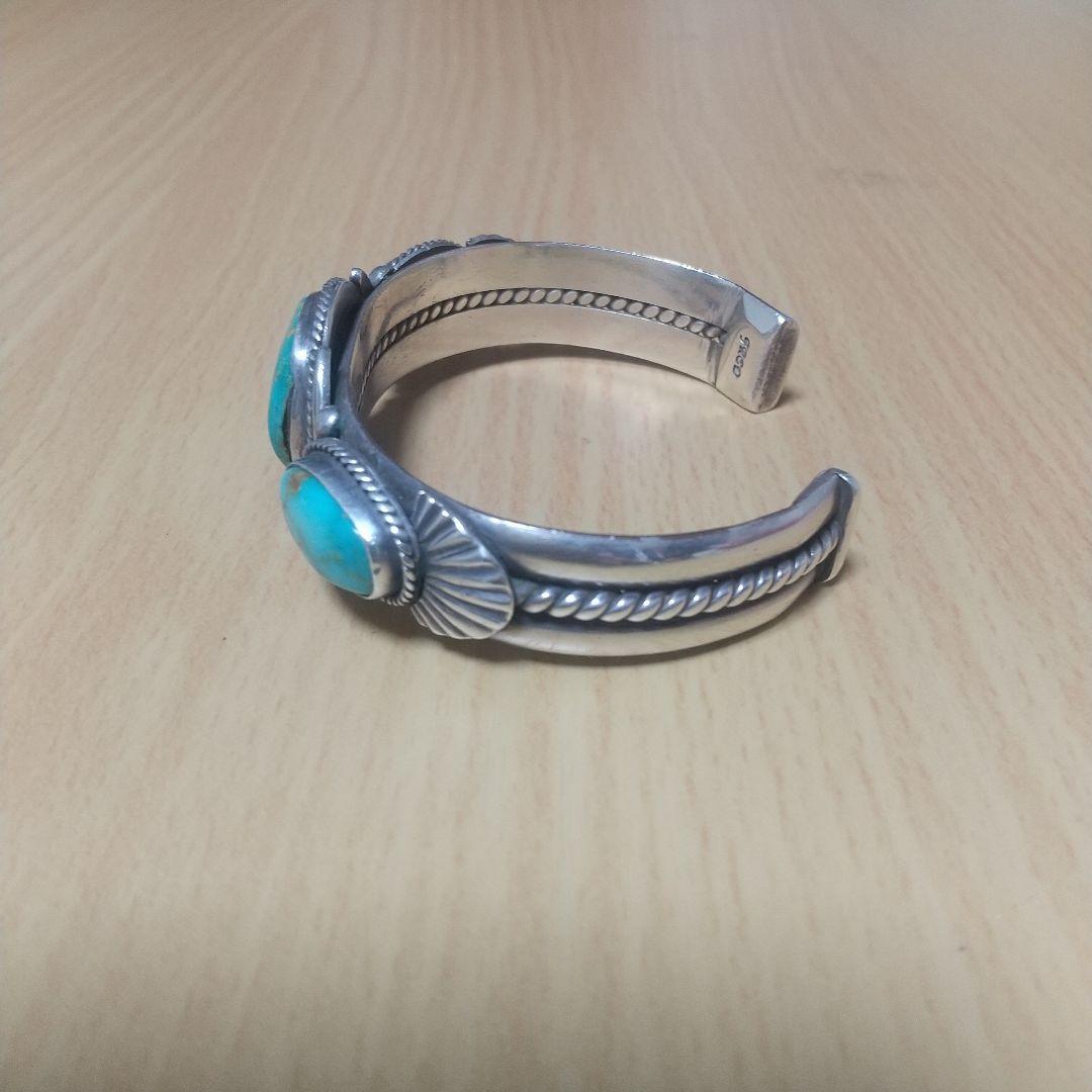 ナバホ族インディアンジュエリー ターコイズシルバーバングル フランシスフレッド作