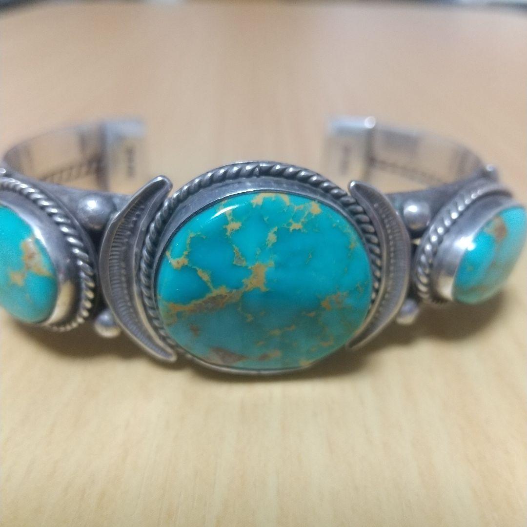 ナバホ族インディアンジュエリー ターコイズシルバーバングル フランシスフレッド作
