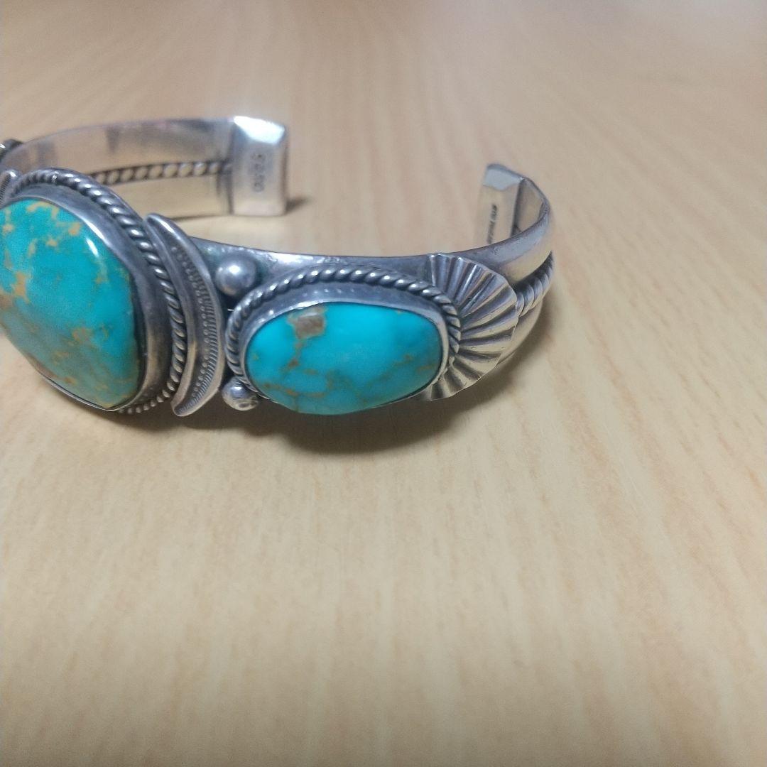 ナバホ族インディアンジュエリー ターコイズシルバーバングル フランシスフレッド作