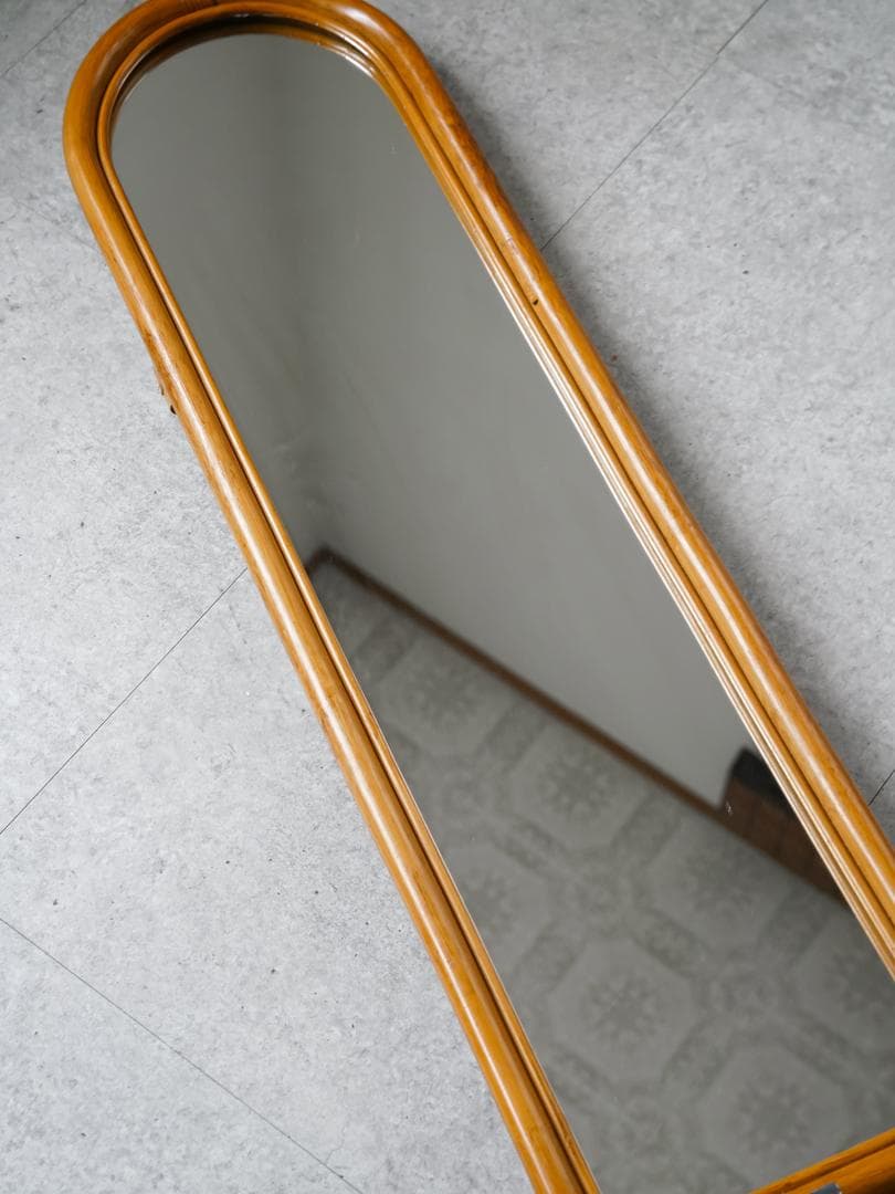 80's \"BLUASTRA\" ヴィンテージミラー ラタン/籐家具 モダン