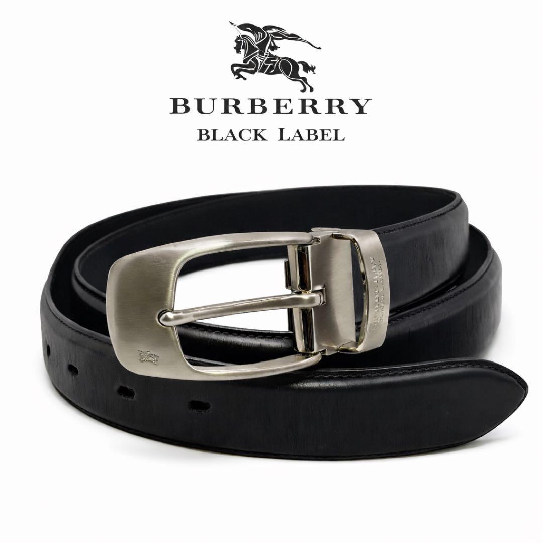 美品！Burberry Black Label ブラックレザーベルト