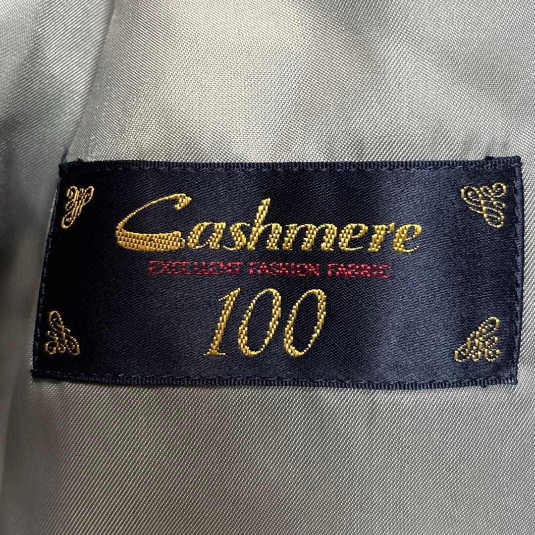 美品 カシミヤ100%✨ステンカラーコート ロング A7 XL相当 カーキ 比翼