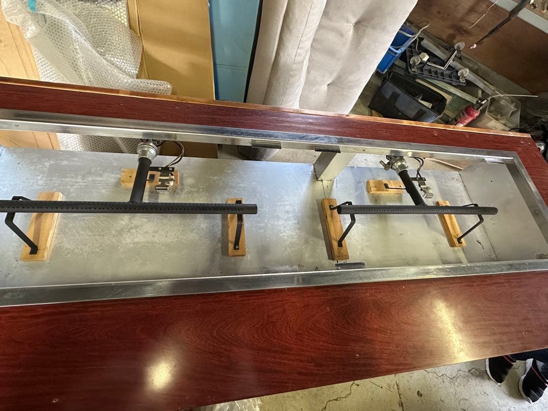 お好み焼きテーブル 9mm鉄板 ６人掛 1830×660×750プロパン [鉄板