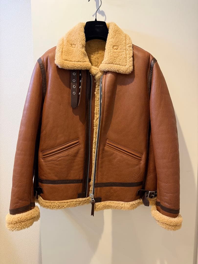 ポーランド製BOLINI 羊革ムートンフライトジャケット ブラウン48サイズ