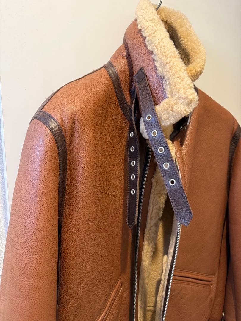 ポーランド製BOLINI 羊革ムートンフライトジャケット ブラウン48サイズ