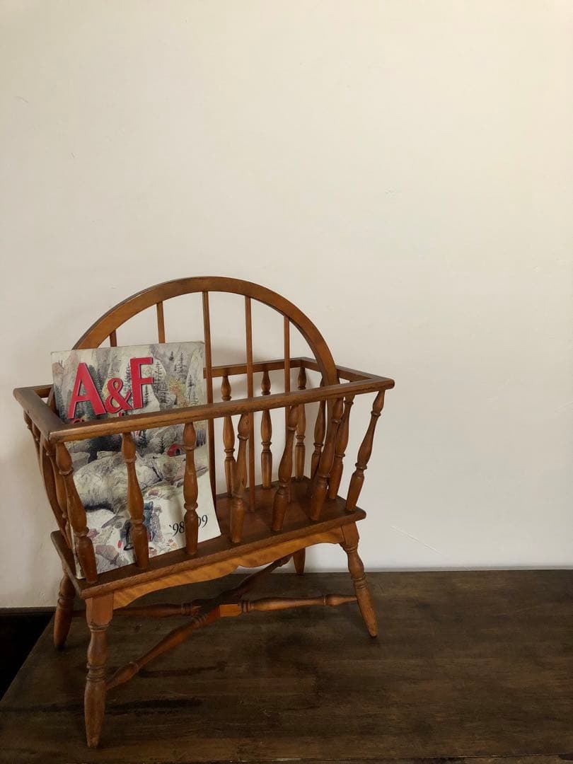 ヴィンテージ マガジンラック ニュースペーパーラック スティックバック ウッド