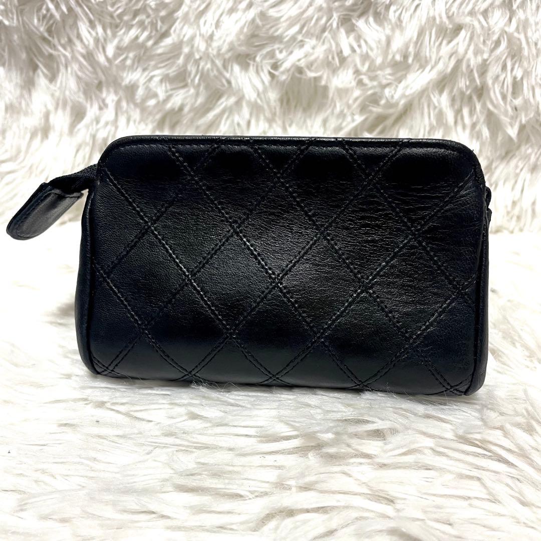 シャネル ビコローレ ポーチ 小物入れ マトラッセ ココマーク レザー 黒
