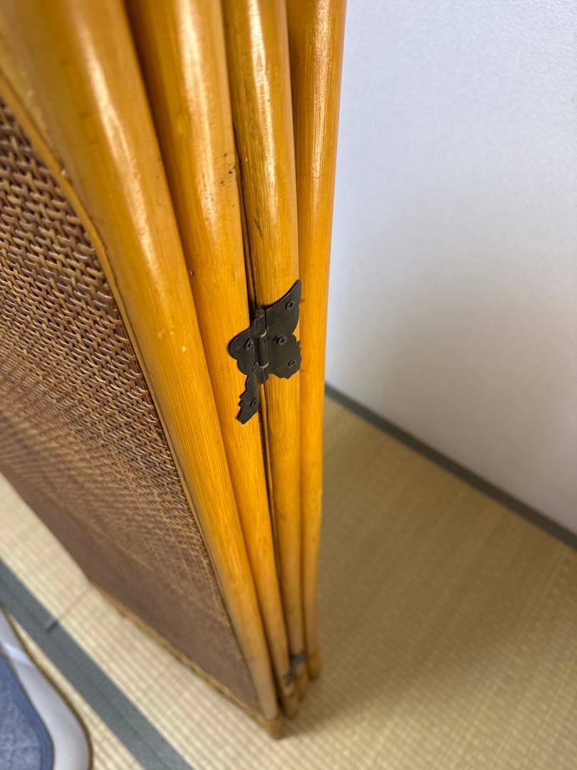 籐 ラタン スクリーン 4連 パーテーション 折りたたみ