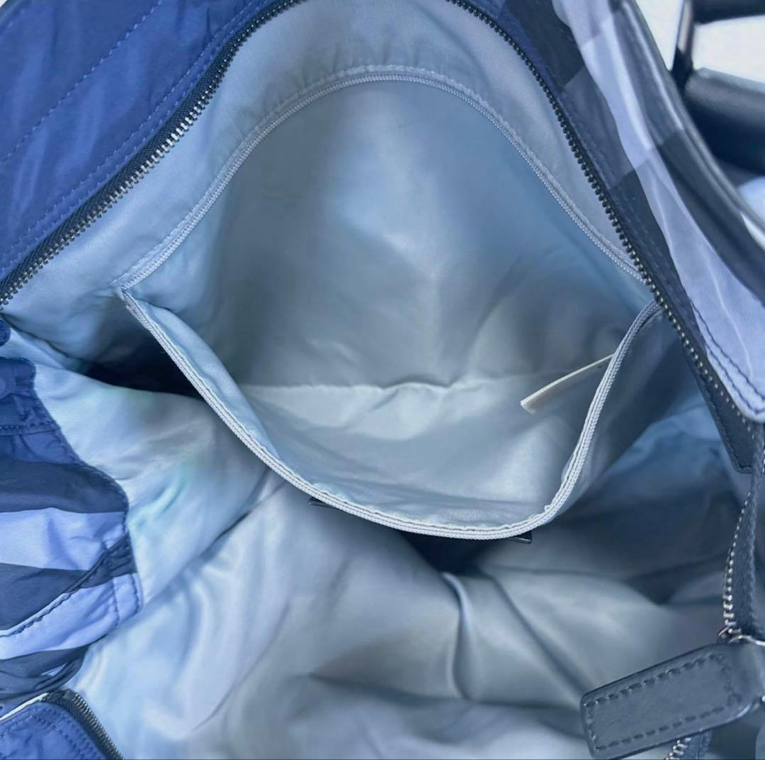 【値下げ】バーバリー　トートバッグ　ホースロゴメガチェックブルー