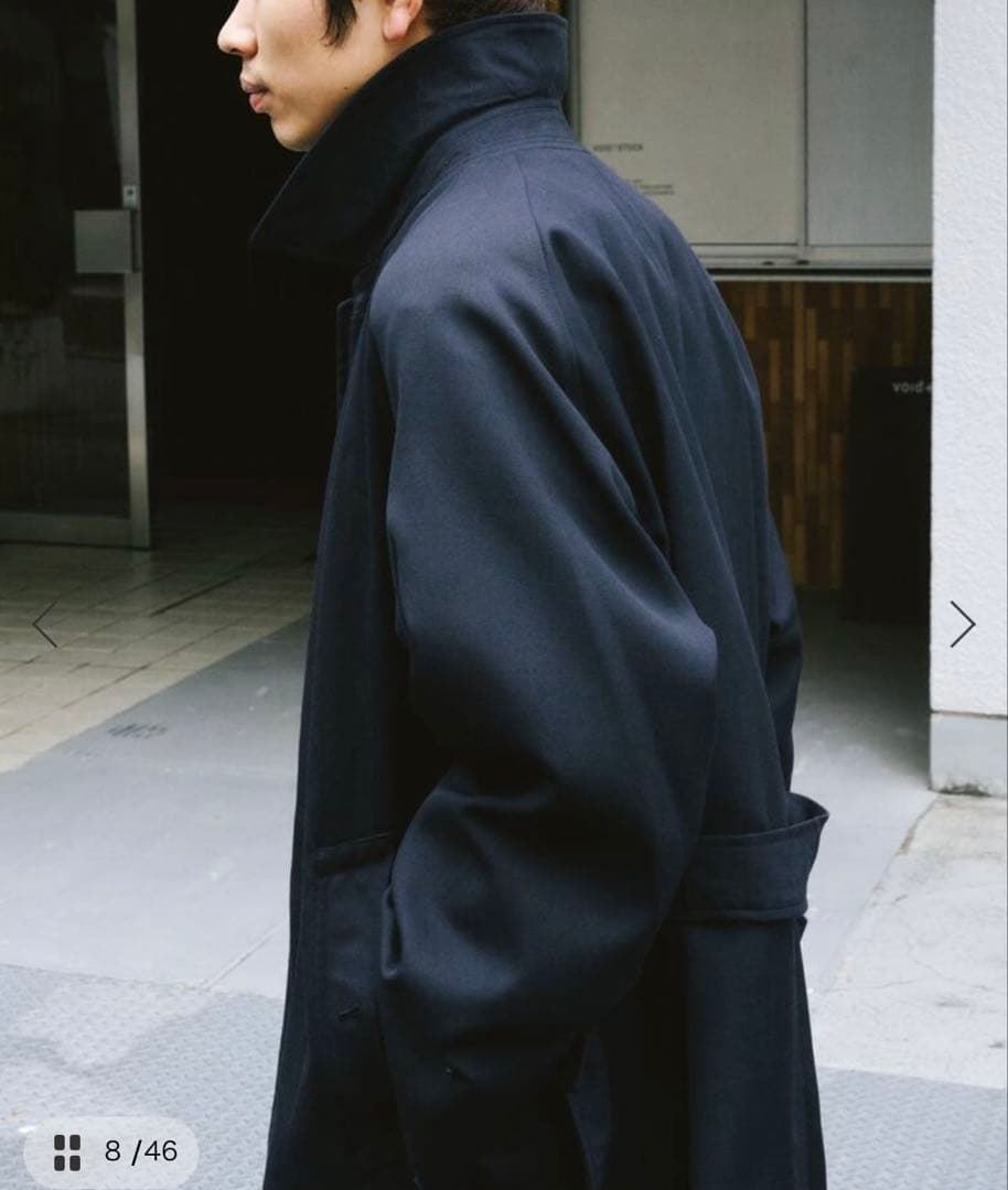 LE エルイー ウールバルカラーコート レショップ ブラック