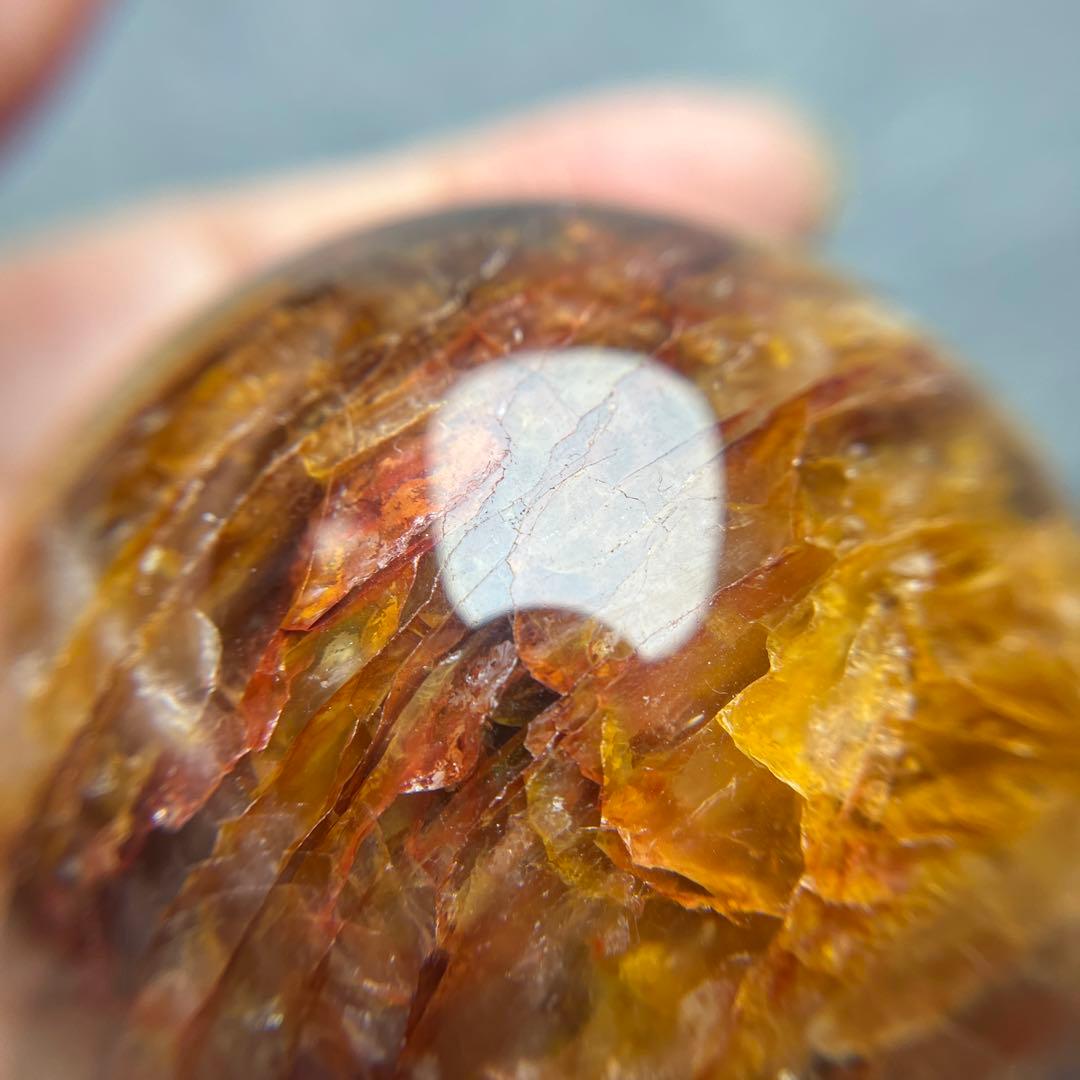 ファイアクオーツとゴールデンヒーラー共生　スフィア　直径 63.5mm