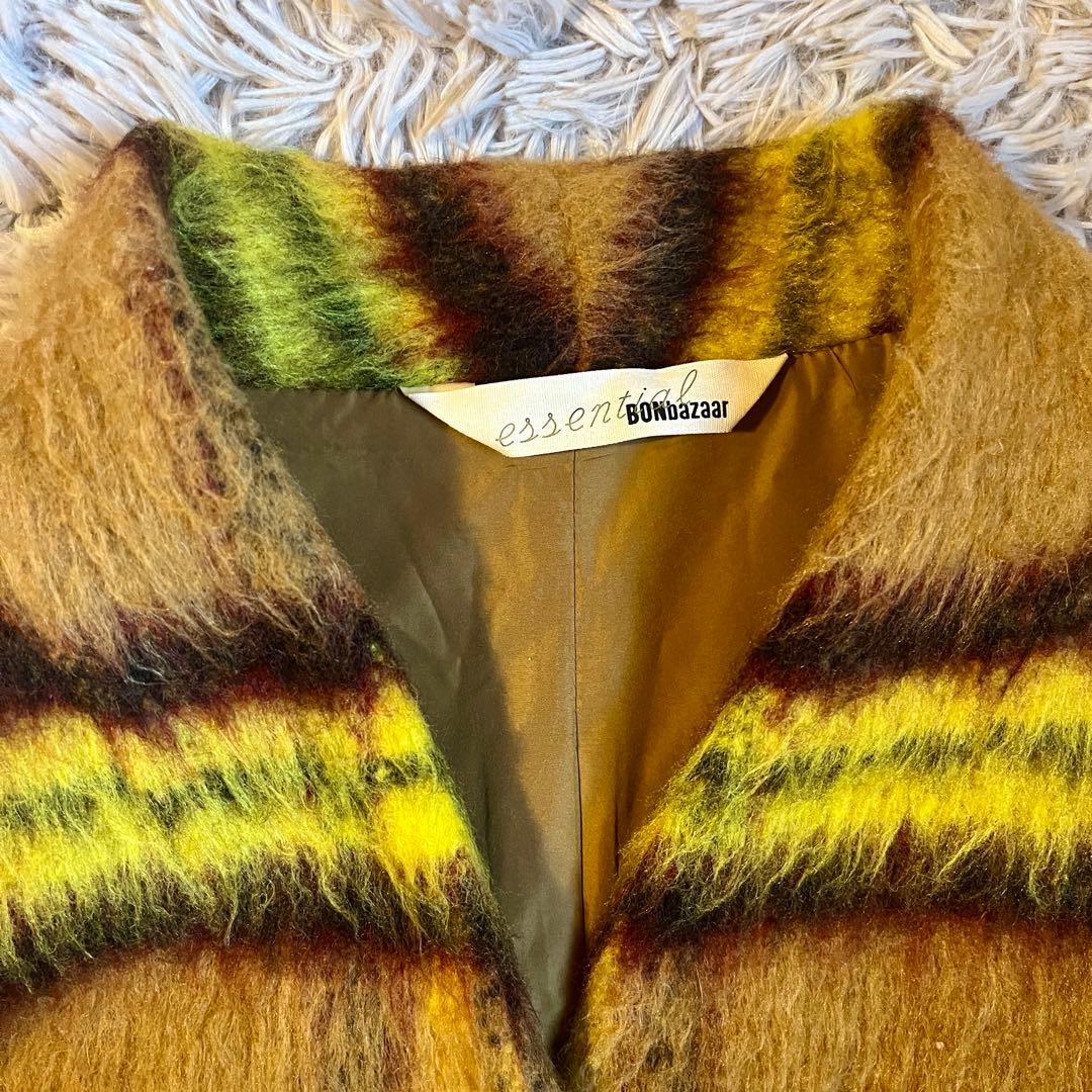 美品 BONbazaar ボンバザール シャギーチェックビッグコート