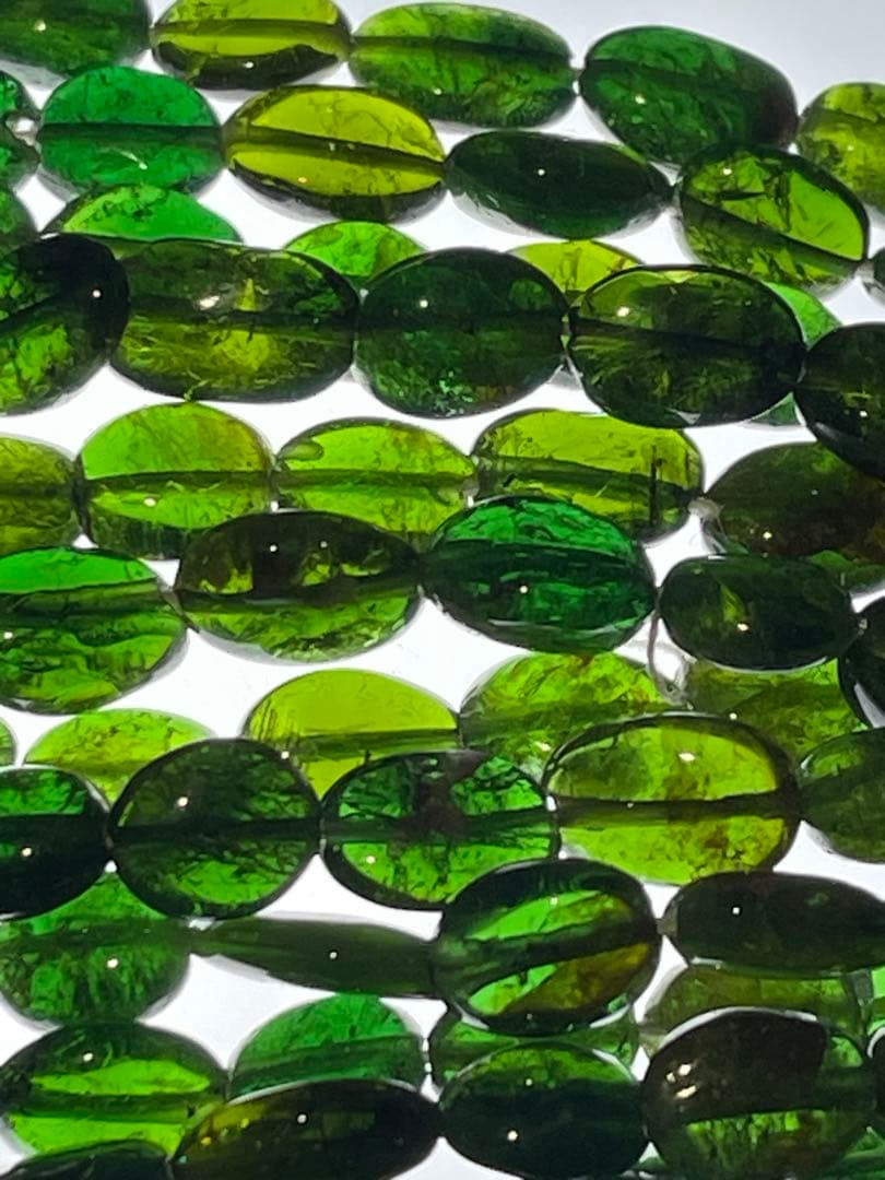宝石質グリーントルマリン 大粒オーバル 21連セット(約39cm) 【高品質】