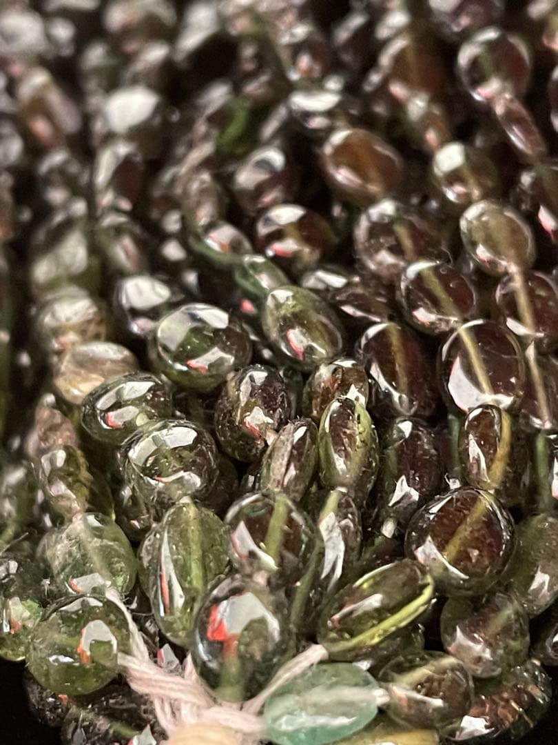 宝石質グリーントルマリン 大粒オーバル 21連セット(約39cm) 【高品質】