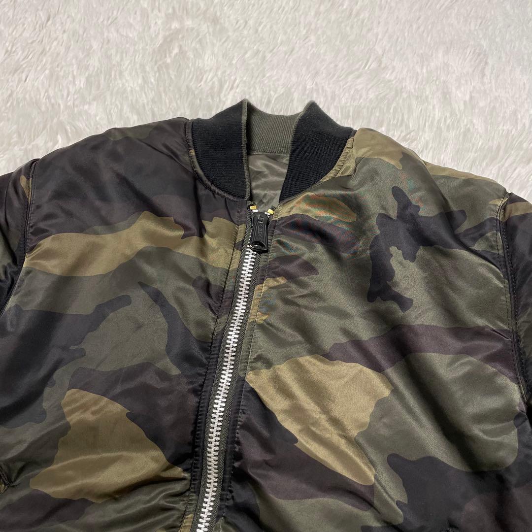 ALPHAアルファ　MA-1 フライトジャケット　迷彩　カーキ　リバーシブル　M
