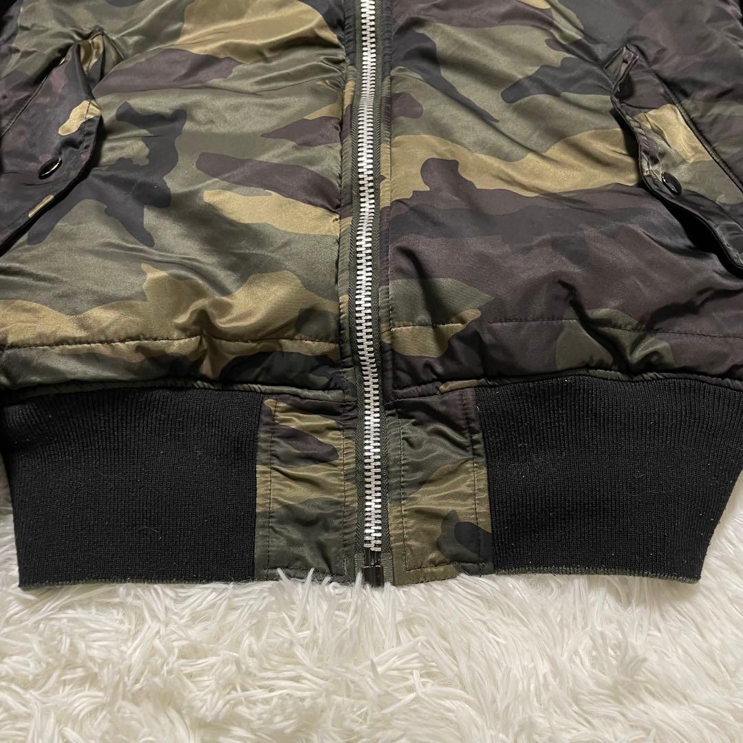 ALPHAアルファ　MA-1 フライトジャケット　迷彩　カーキ　リバーシブル　M