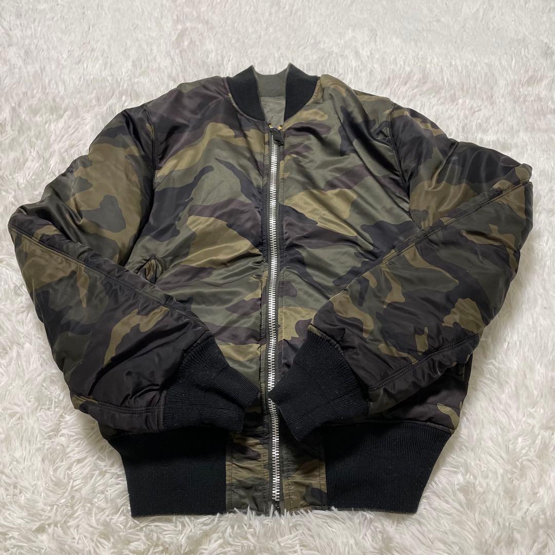 ALPHAアルファ　MA-1 フライトジャケット　迷彩　カーキ　リバーシブル　M