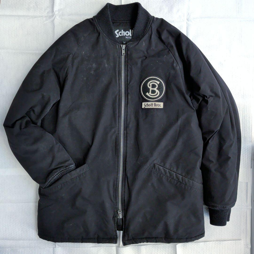Ｌ（XL相当） Schott Bros. 黒 中綿ジャンパー 大きめ ジャケット