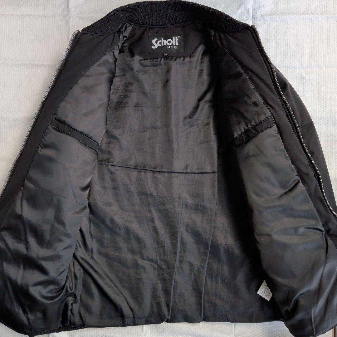 Ｌ（XL相当） Schott Bros. 黒 中綿ジャンパー 大きめ ジャケット