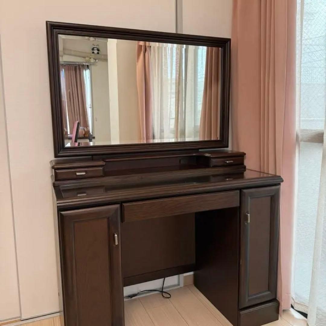 週末限定値下げ！大川家具 ドレッサー 鏡台 引き出し付き ウォルナット