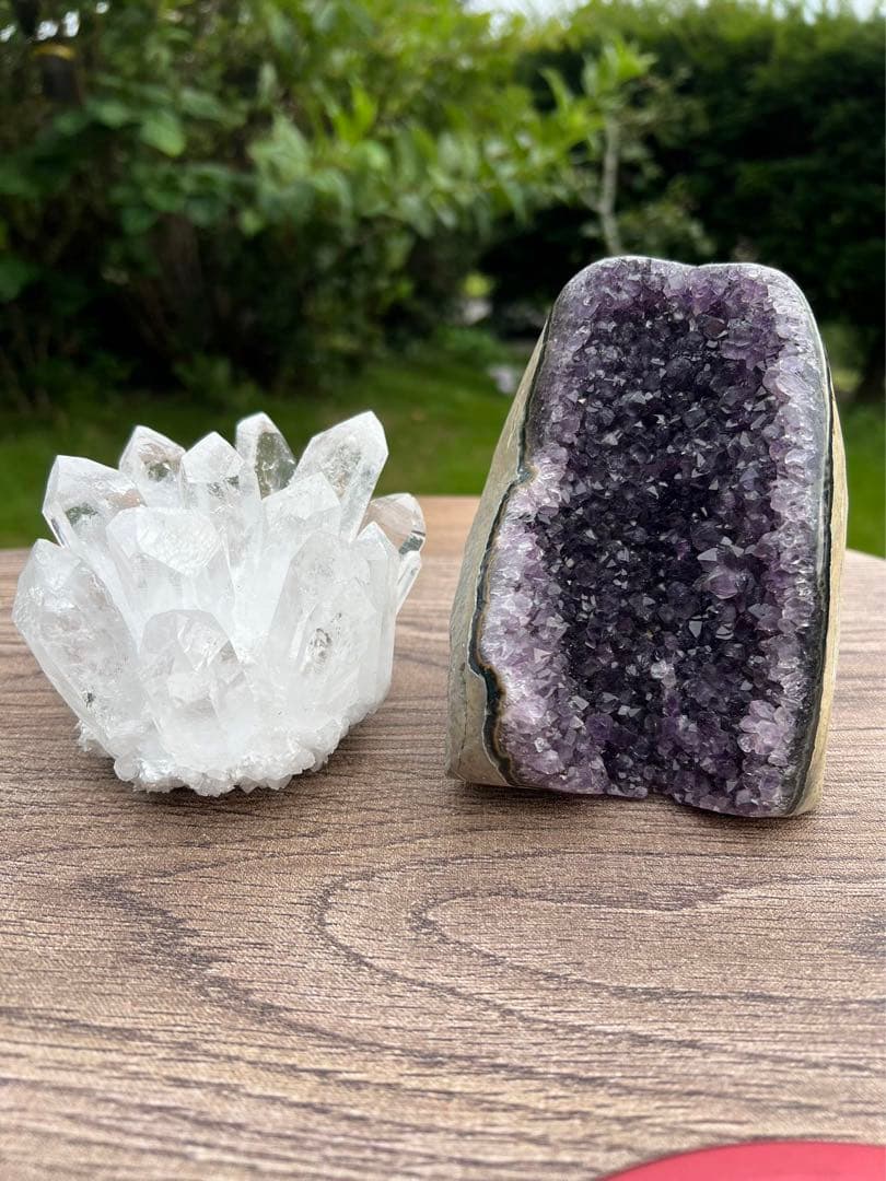 お*ん様 A153 アメジストドーム クラスター ウルグアイ産 と水晶クラスター