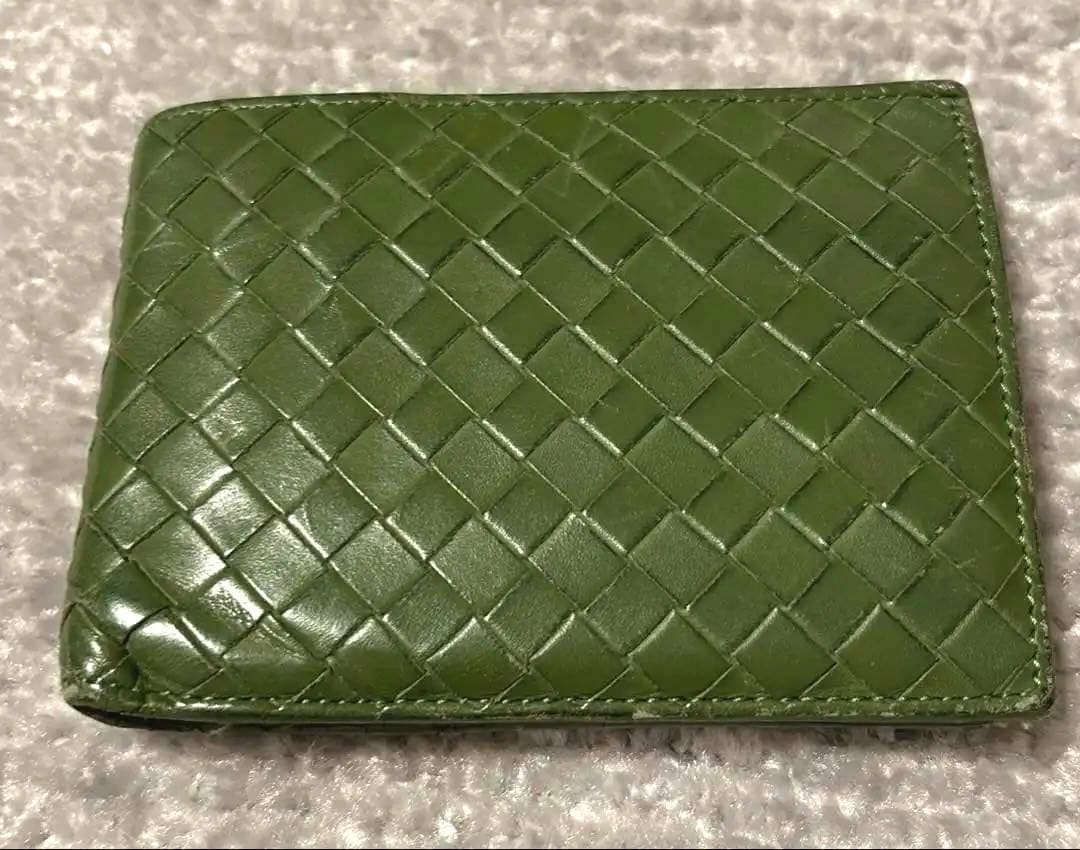 BOTTEGA VENETA 二つ折り財布 レザーダークグリーン