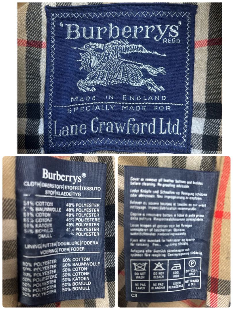 ヴィンテージ 貴重 バーバリー+レーン・クロフォード英国 トレンチコート ロング