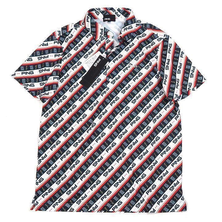 新品 ピン ゴルフ 上下セット 総柄ロゴ ポロシャツ ハーフパンツ レッド L