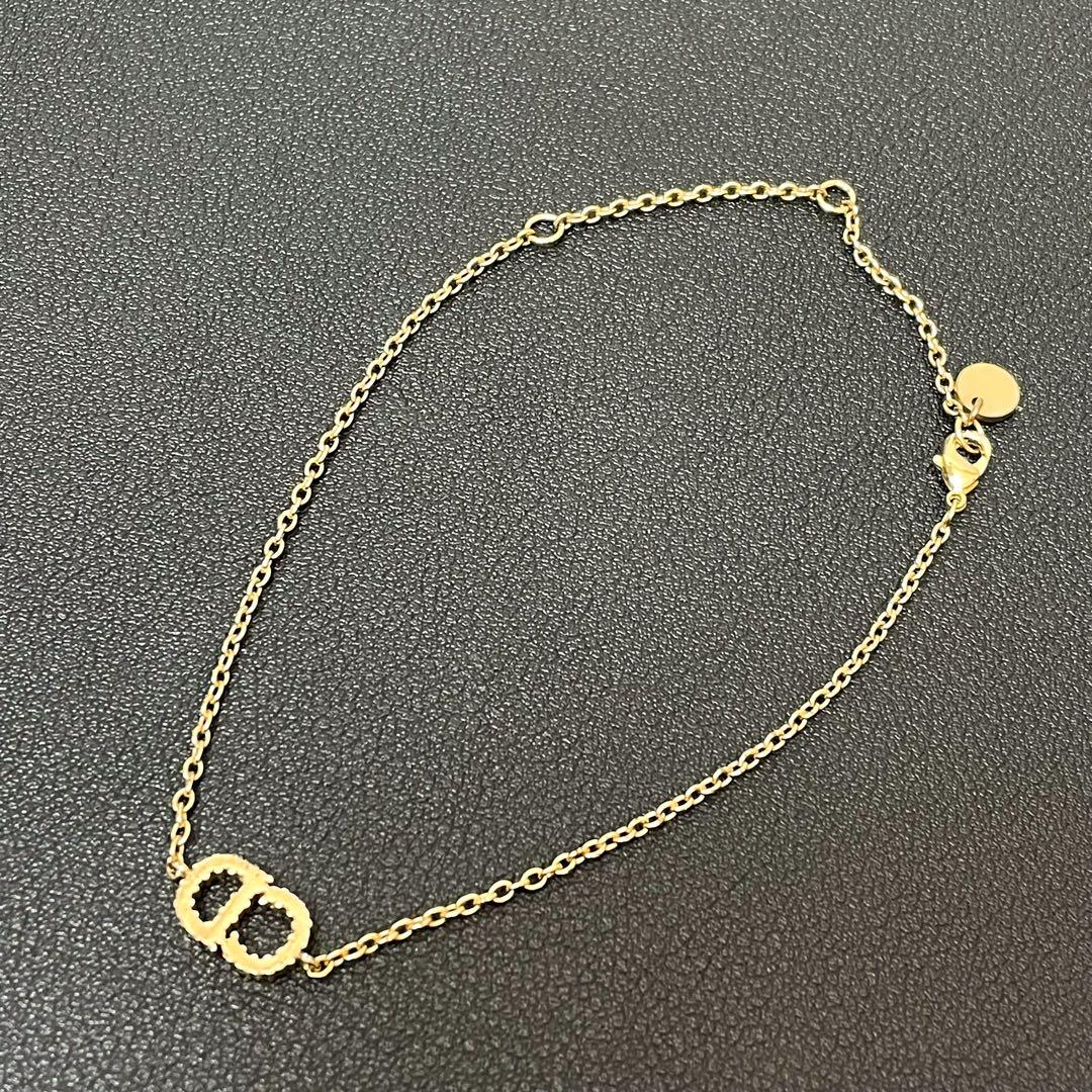 美品 ディオール Dior CDロゴ ブレスレット ゴールド ラインストーン.